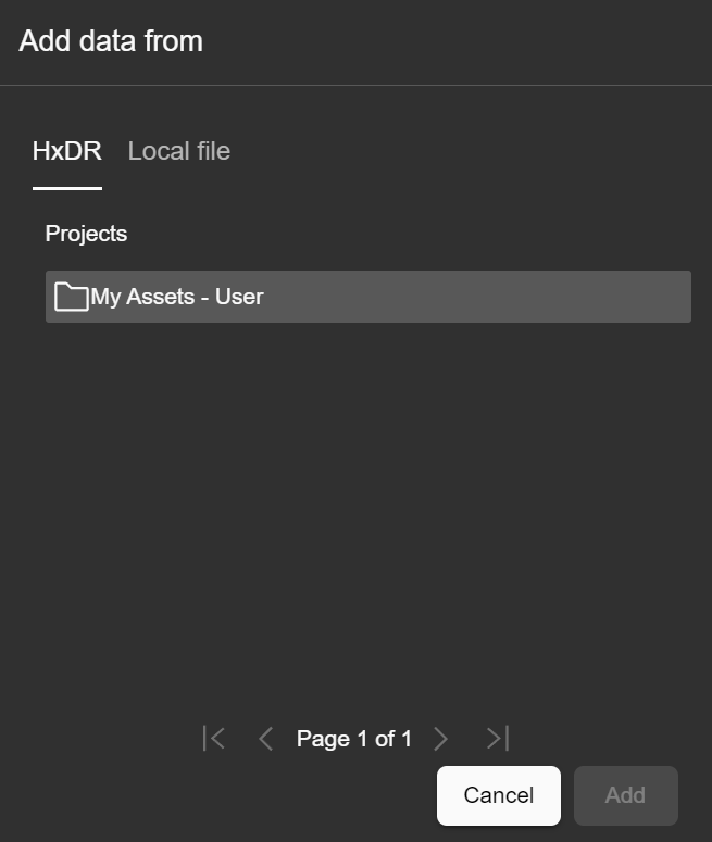 Select an HxDR asset from a folder
